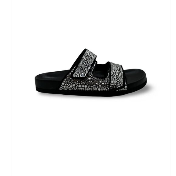 Crystal footbed sandals, handmade Italy, Designer Antenora 5.5,6,6.5,7,7.5,8.8,9 - Picture 2 of 2